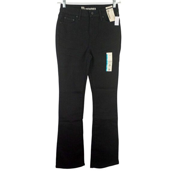 NWT No Boundaries Boot Cut Denim Jeans Womens 4 Mid Rise Solid Black Stretch - Picture 1 of 7